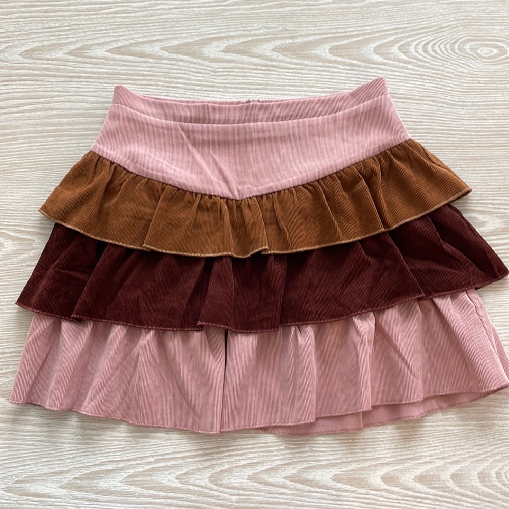 Francesca’s Tiered Ruffle Corduroy Skirt